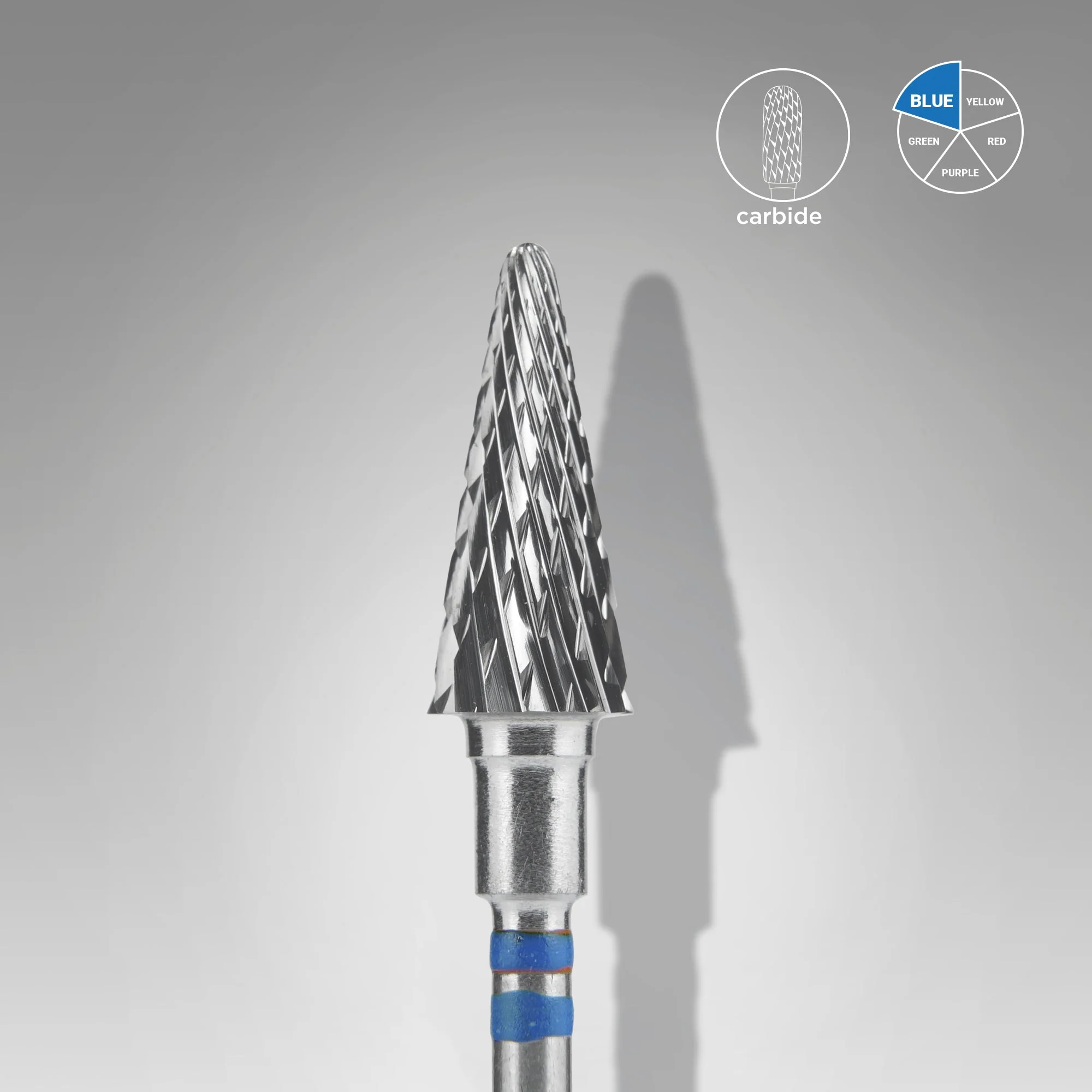 STALEKS EXPERT Freza węglikowa dla osób leworęcznych „stożek” niebieska, średnica 6 mm, część robocza 14 mm