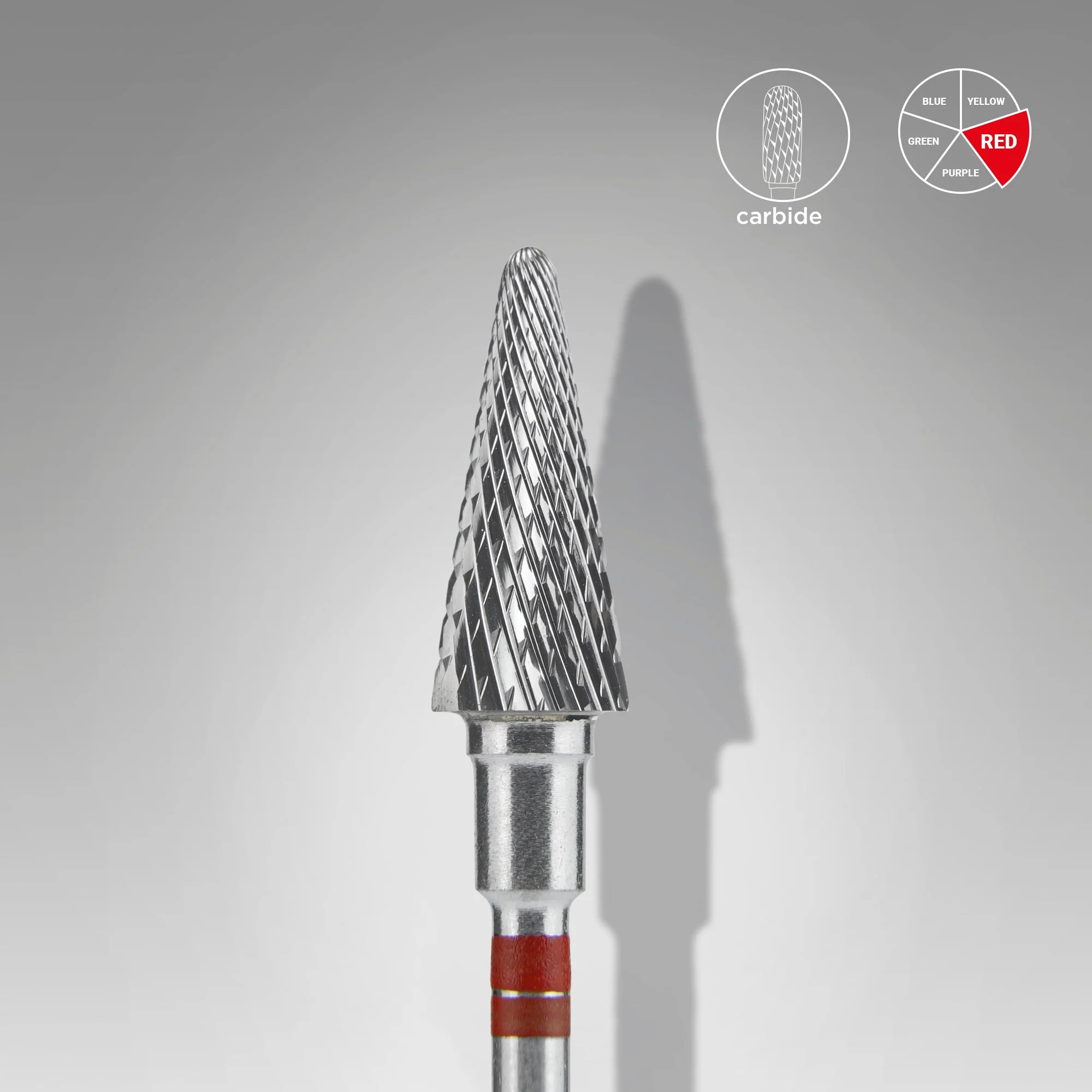 STALEKS EXPERT Frez węglikowy dla osób leworęcznych „stożek” czerwony, średnica 6 mm, część robocza 14 mm