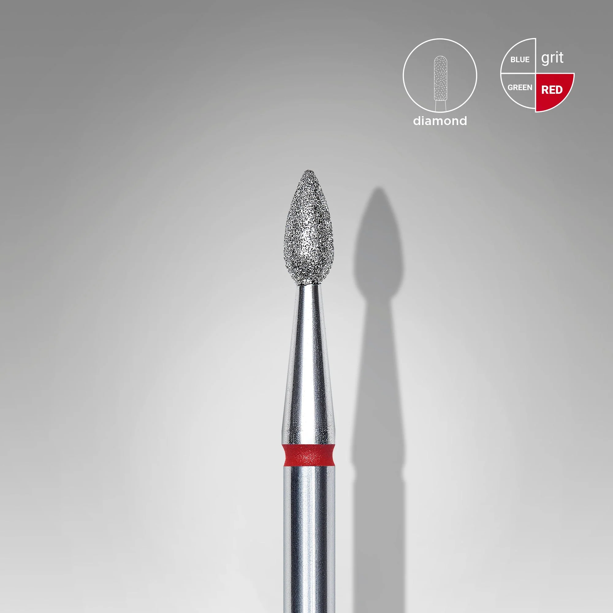 STALEKS EXPERT Frez diamentowy typu „kropla” czerwony, średnica 2,3 mm, część robocza 5 mm