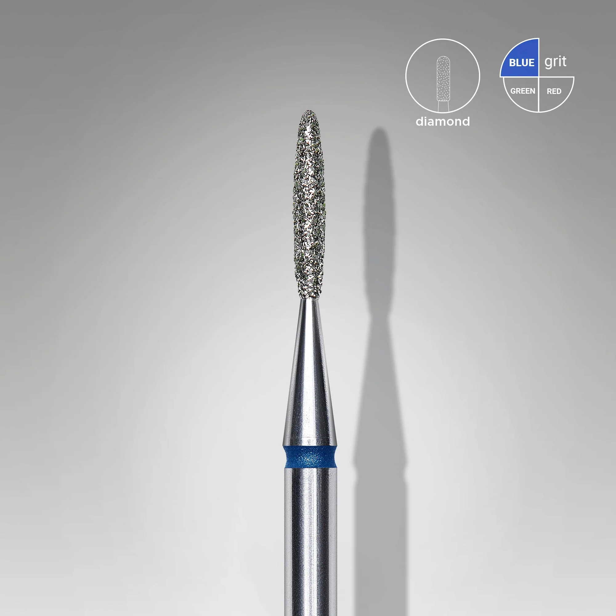 STALEKS EXPERT Frez diamentowy „Płomień” niebieski, średnica 1,4 mm, część robocza 8 mm