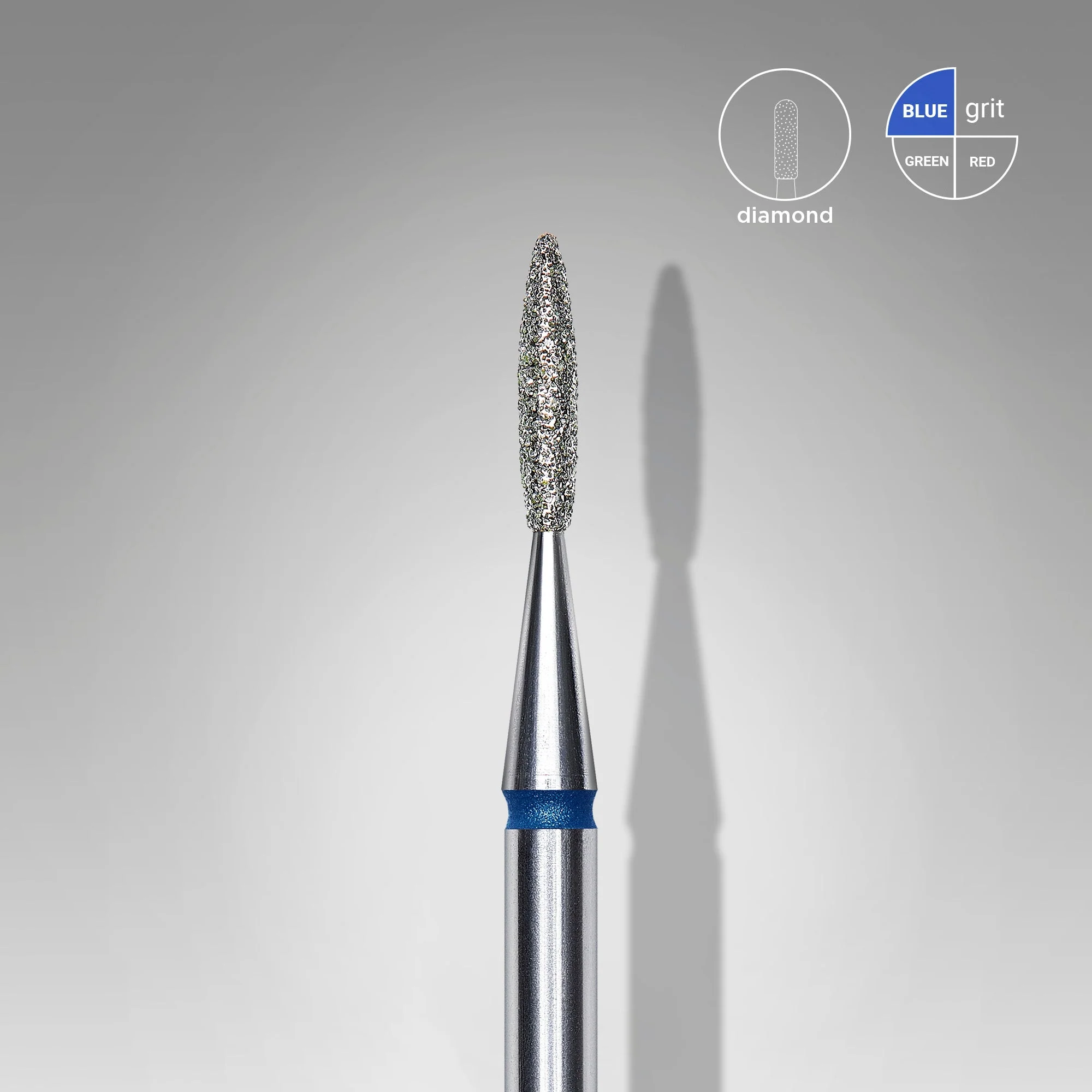 STALEKS EXPERT Frez diamentowy „Płomień” niebieski, średnica 1,6 mm, część robocza 8 mm