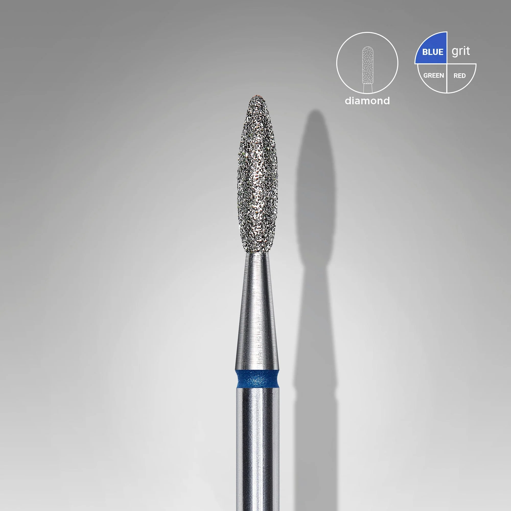 STALEKS EXPERT Frez diamentowy „płomień” niebieski, średnica 2,1 mm, część robocza 8 mm