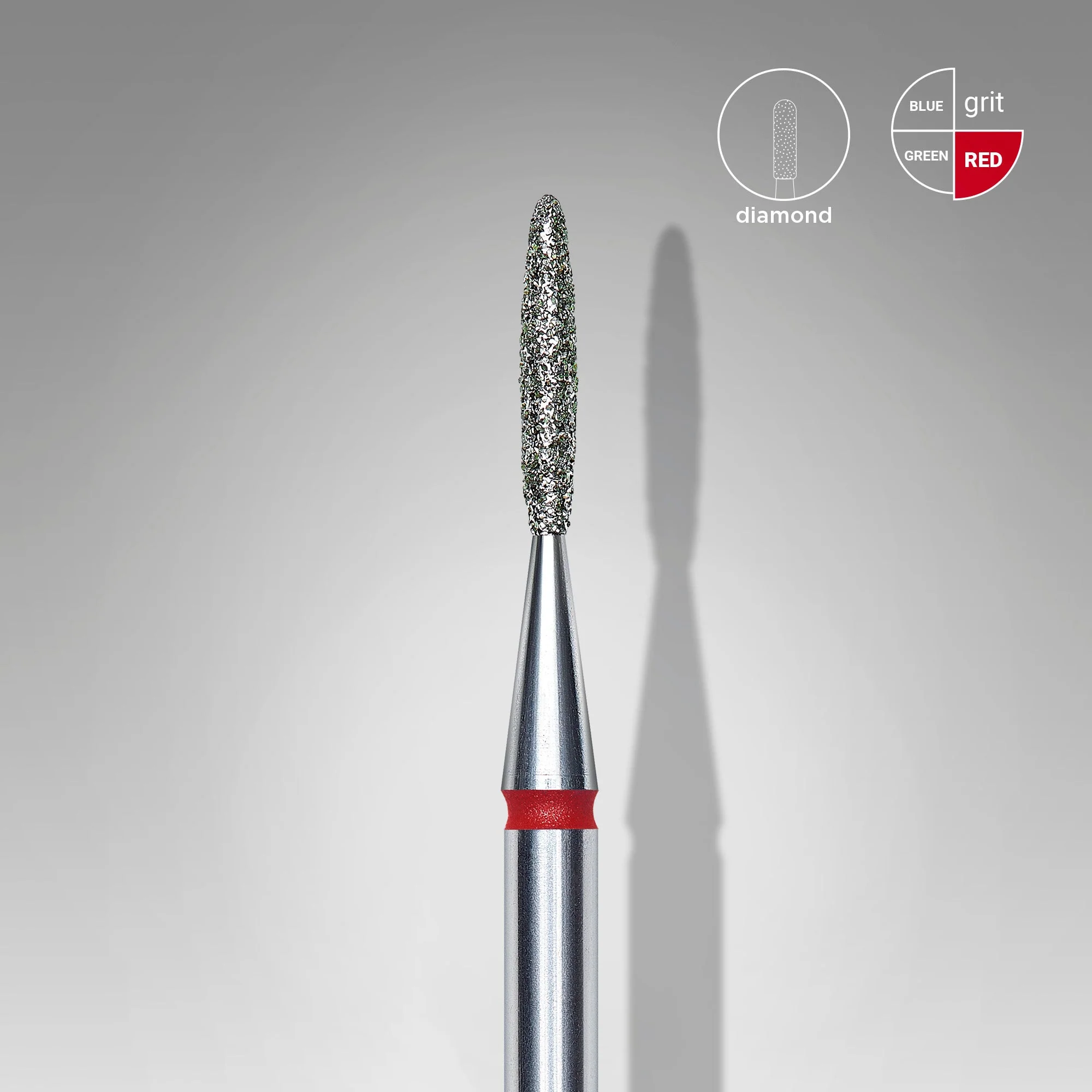 STALEKS EXPERT Frez diamentowy „Płomień” czerwony, średnica 1,4 mm, część robocza 8 mm