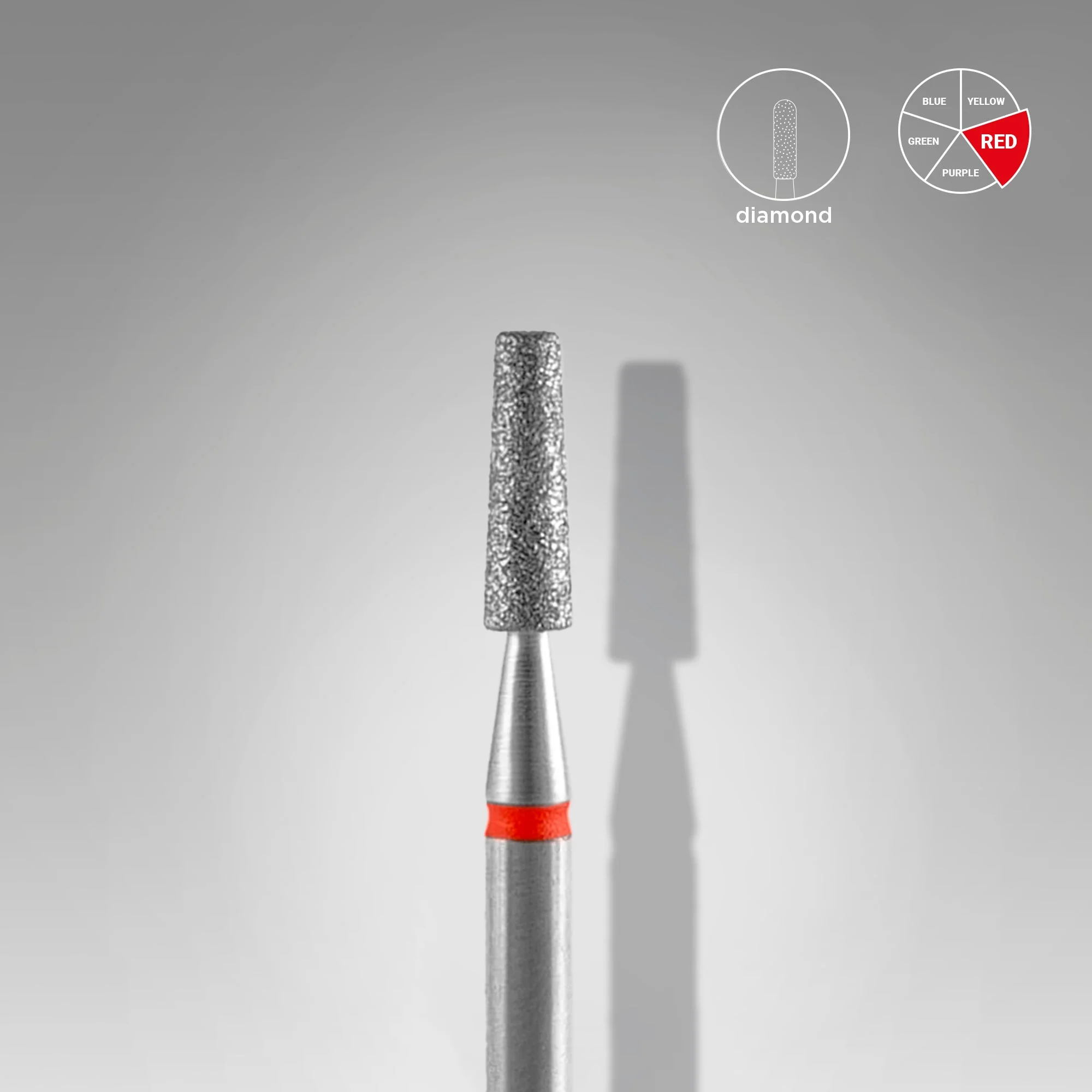 STALEKS EXPERT Frez diamentowy „stożek ścięty” czerwony, średnica 2,5 mm, część robocza 8 mm