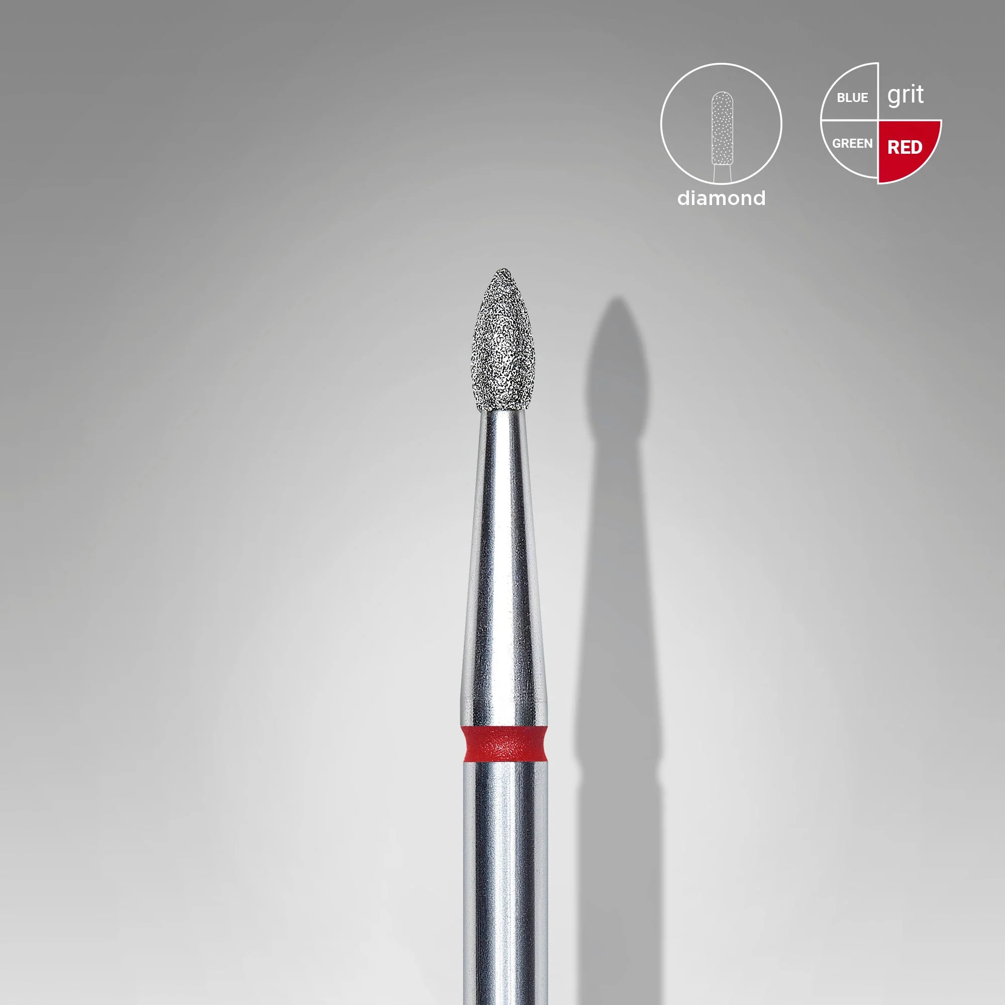 STALEKS EXPERT Frez diamentowy «Pączek ostry» czerwony, średnica 1,8 mm, część robocza 4 mm