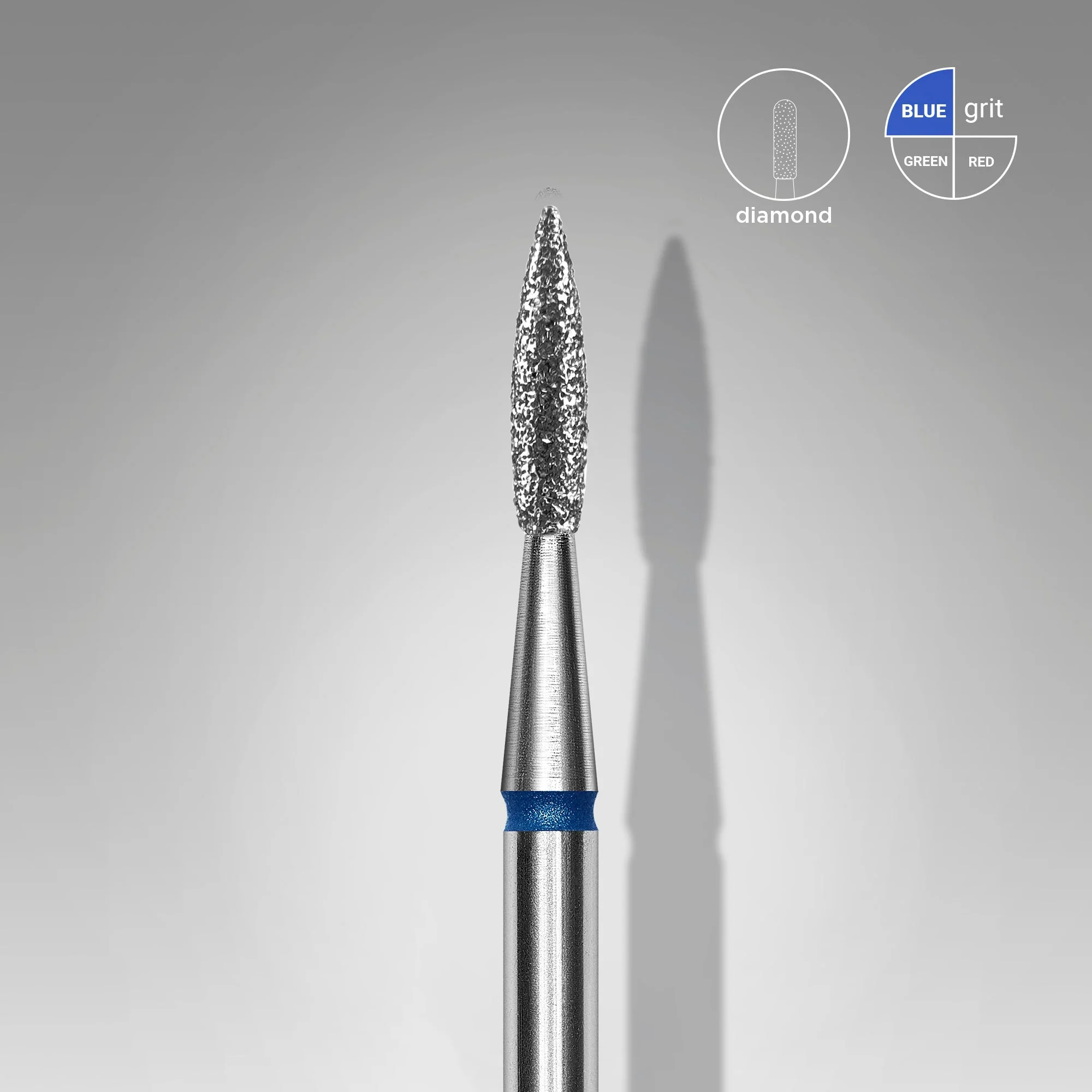STALEKS EXPERT Frez diamentowy „płomień ostry” niebieski, średnica 1,8 mm, część robocza 8 mm