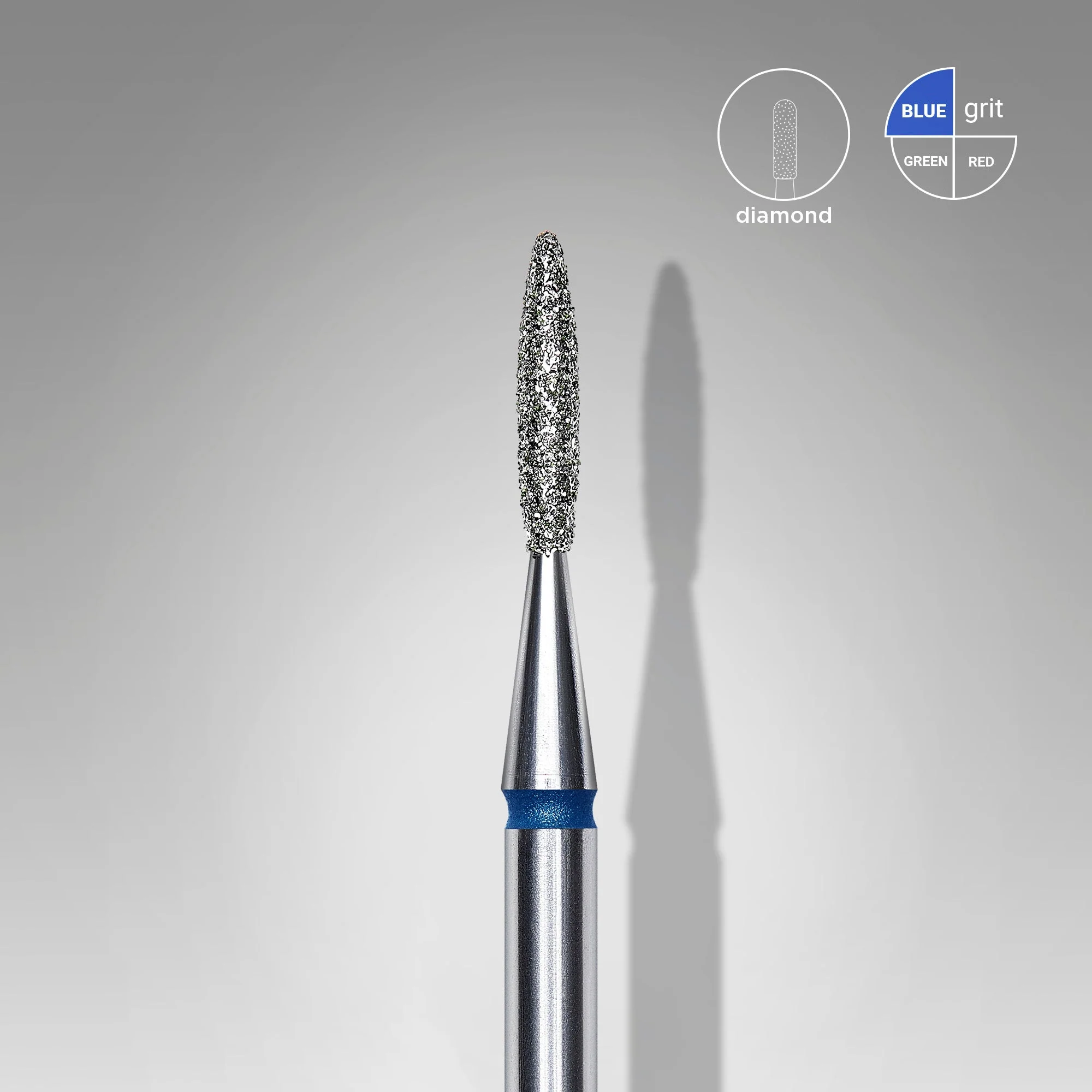 STALEKS EXPERT Frez diamentowy „płomień ostry” niebieski, średnica 1,6 mm, część robocza 8 mm