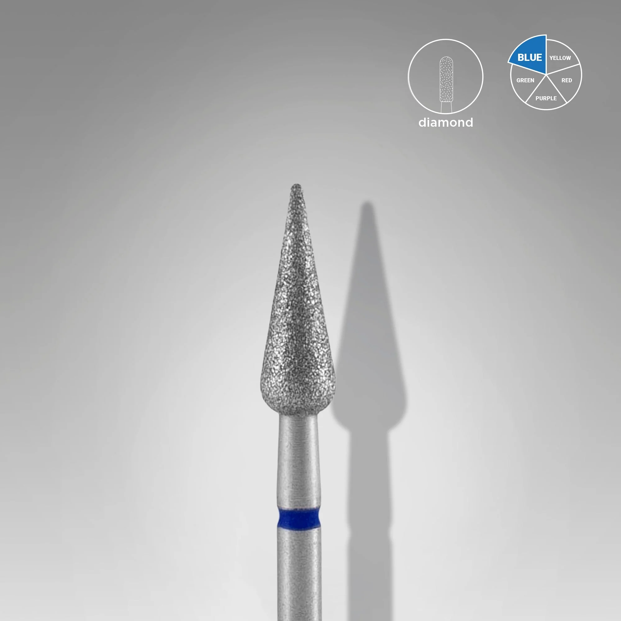 STALEKS EXPERT Frez diamentowy „Gruszka ostra” niebieski, średnica 4 mm, część robocza 12 mm