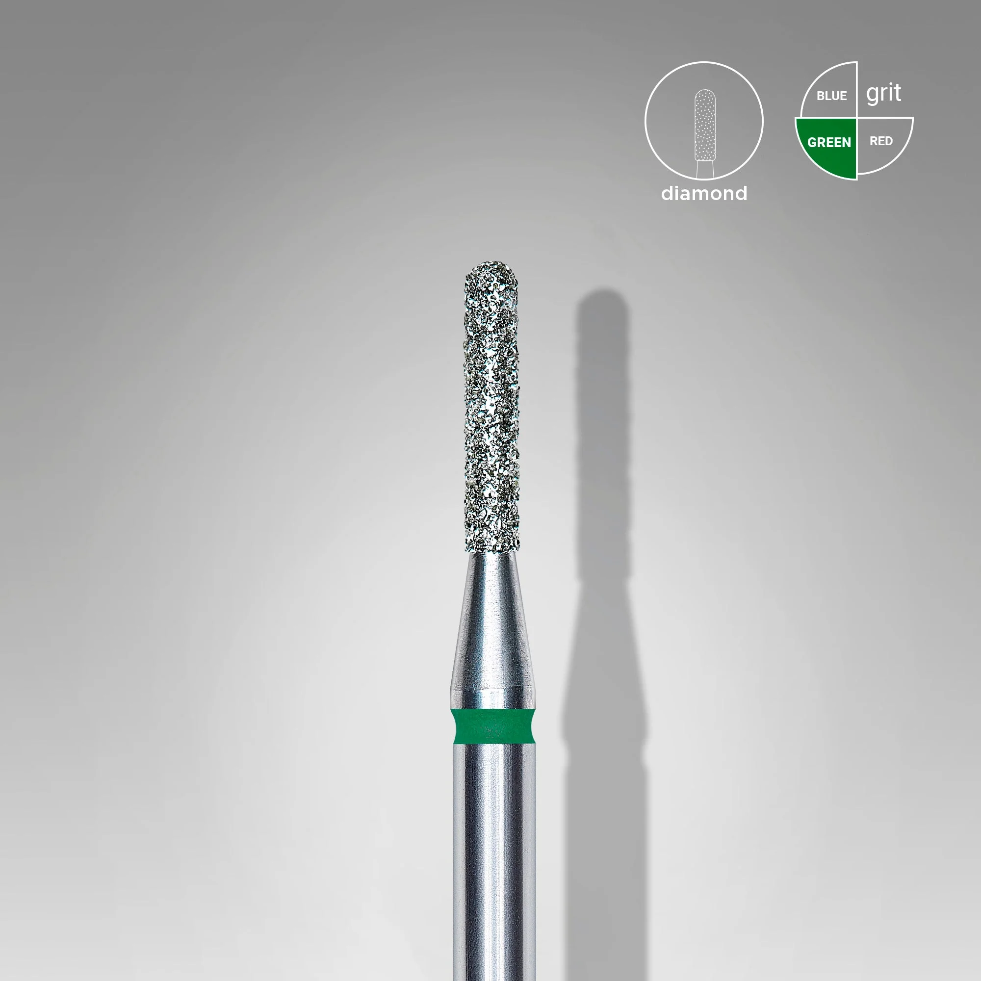 STALEKS EXPERT Frez diamentowy cylinder zaokrąglony zielony, średnica 1,4 mm, część robocza 8 mm