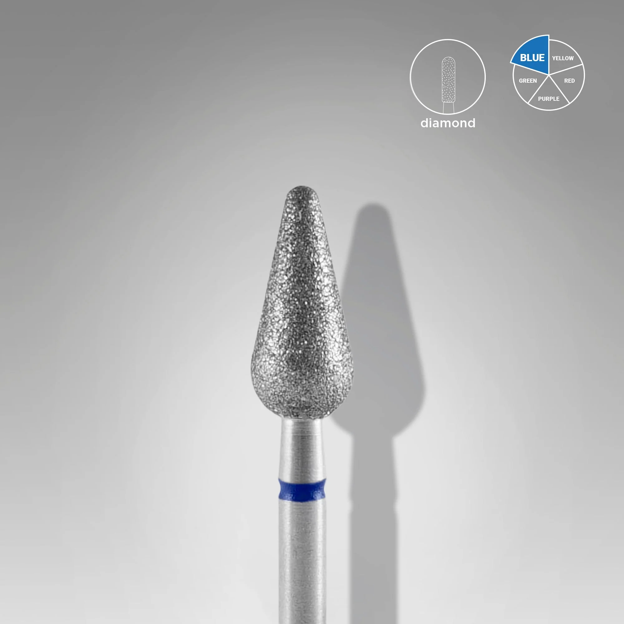 STALEKS EXPERT Frez diamentowy „gruszka zaokrąglona” niebieski, średnica 5 mm, część robocza 12 mm