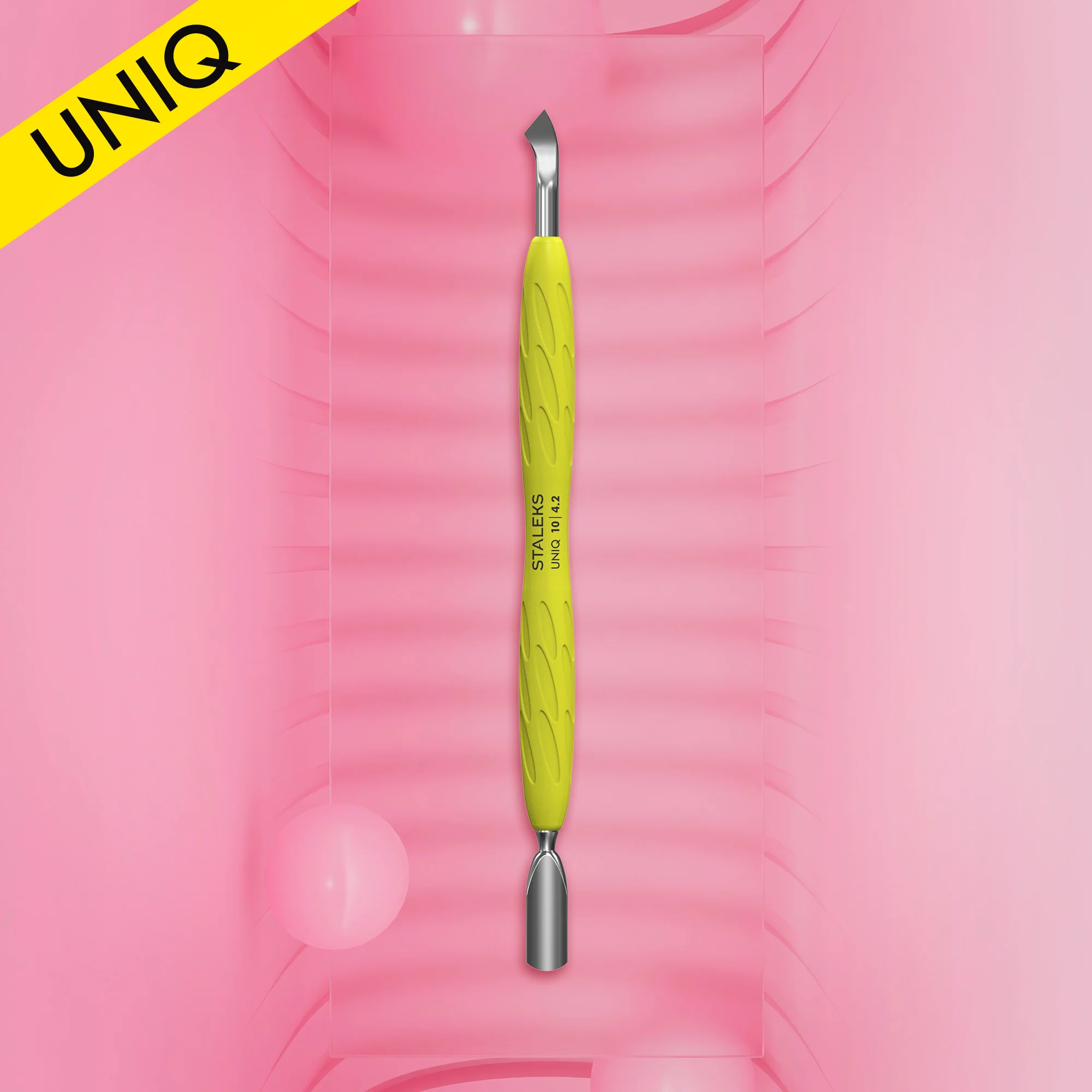 STALEKS UNIQ 10 TYPE 4.2 Gummy Pusher okrągły wąski i łopatka zakrzywiona (Żółty)