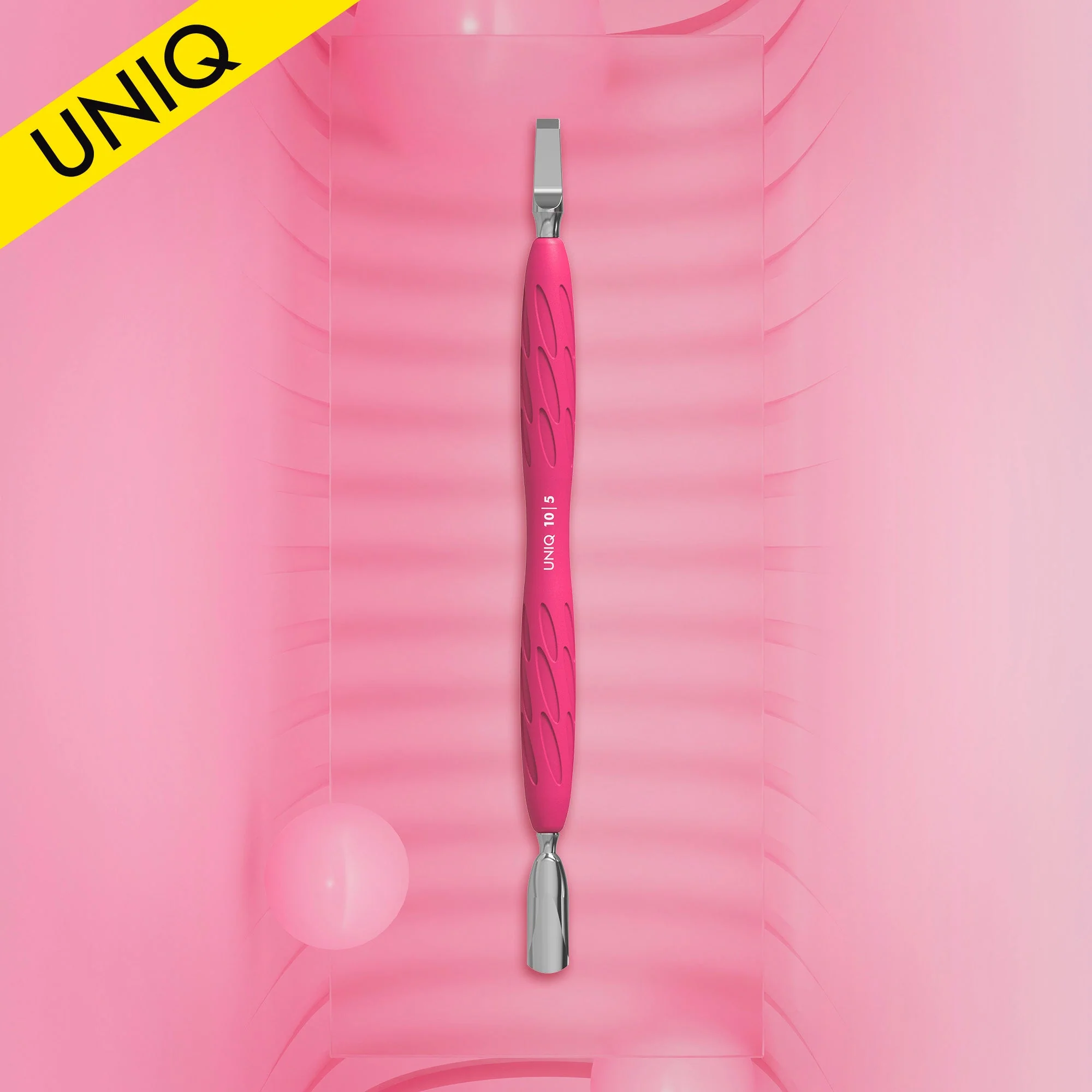 STALEKS UNIQ 10 TYPE 5 Gummy Pusher okrągły wąski i ostrze proste (Różowy)