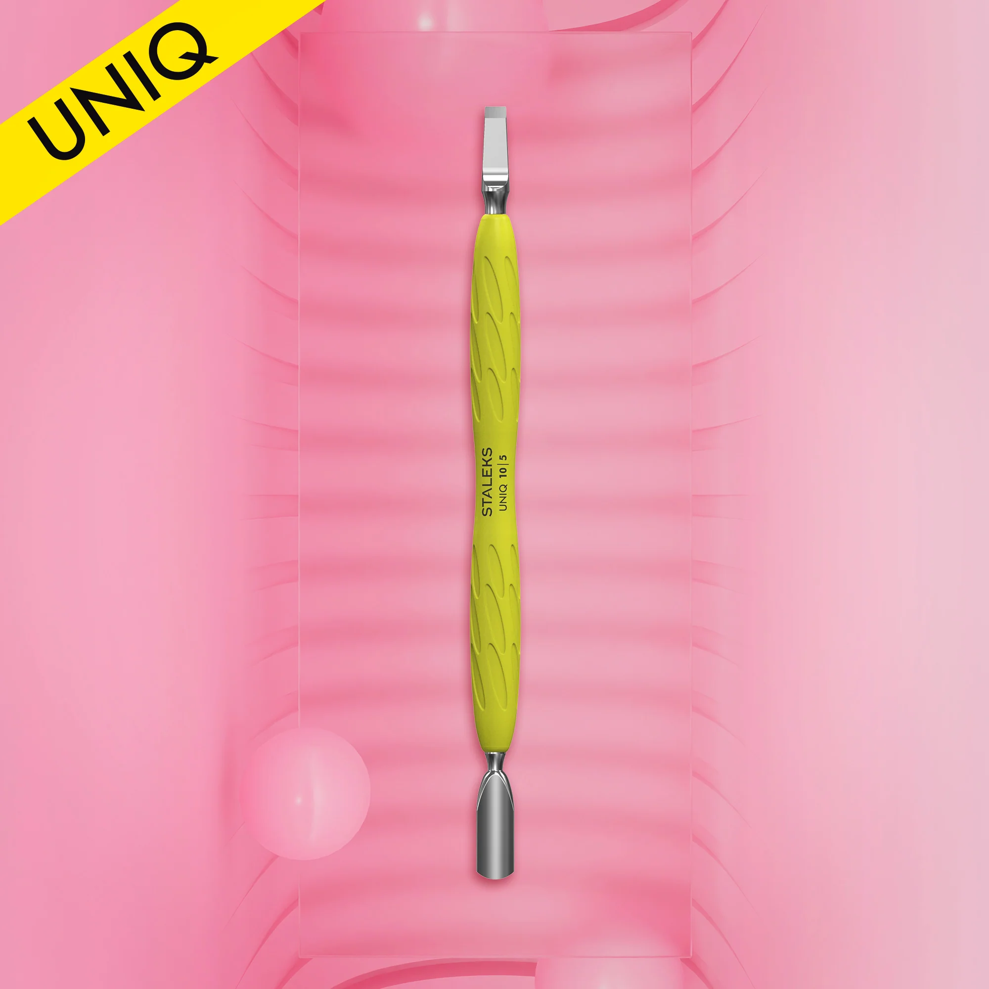STALEKS UNIQ 10 TYPE 5 Gummy Pusher okrągły wąski i ostrze proste (Żółty)