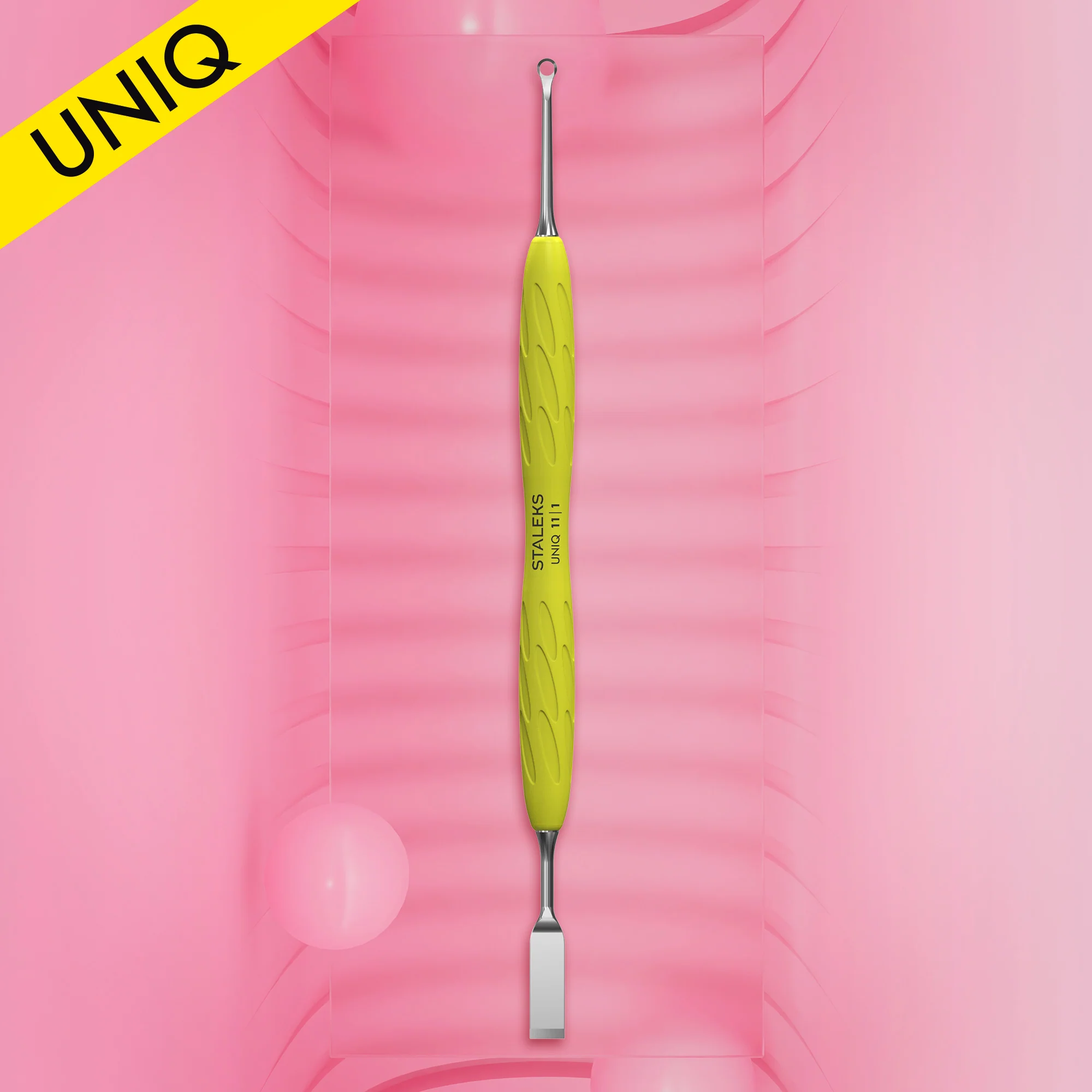 STALEKS UNIQ 11 TYPE 1 Gummy Pusher płaski prosty i pierścień (Żółty)