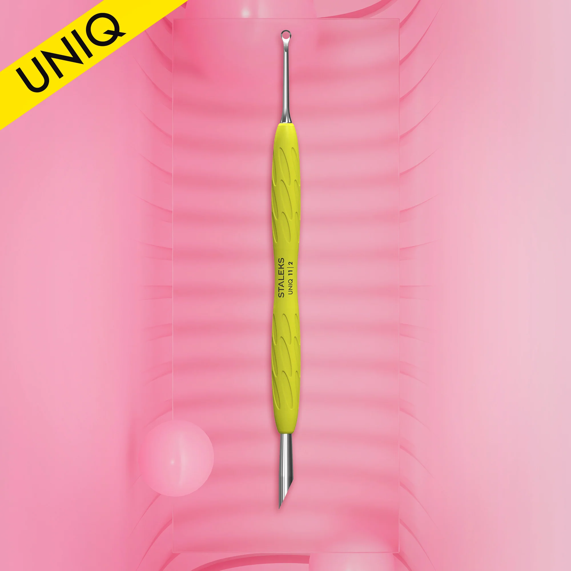 STALEKS UNIQ 11 TYPE 2 Gummy Pusher skośny i pierścień (Żółty)