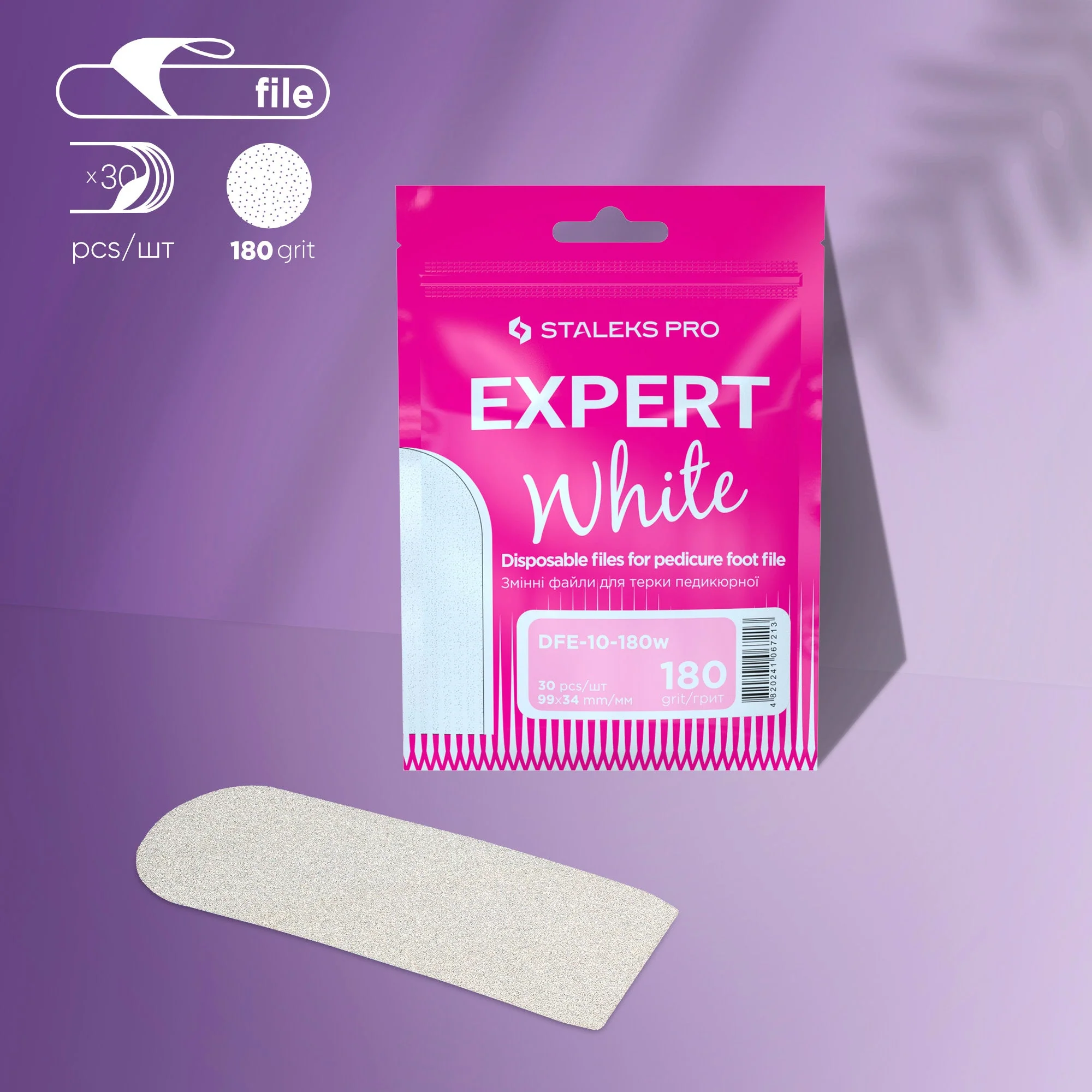STALEKS EXPERT 10 Pilniki samoprzylepne do tarki pedicure, 180 grit (30 szt.)