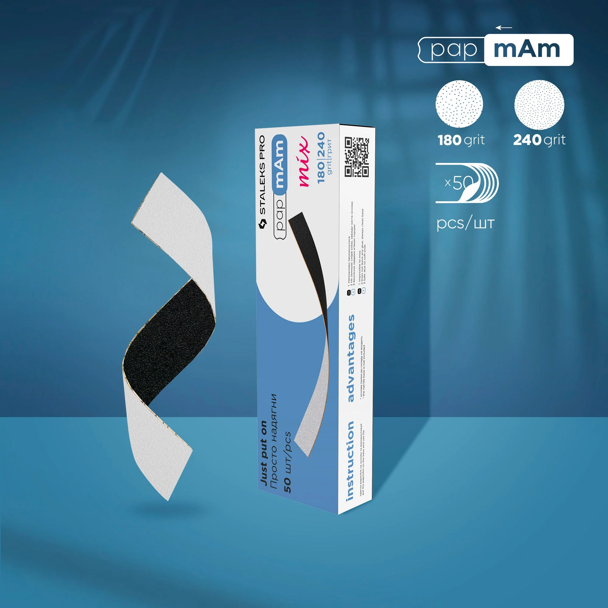 STALEKS EXPERT 22 papmAm mix Dwustronne pilniki do prostego pilnikowania, 180/240 ziarno (50 szt.)